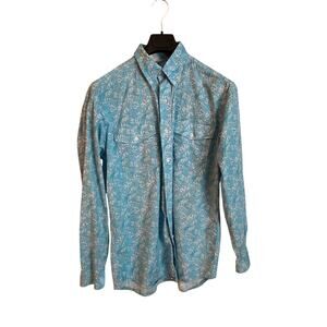 Roper Men's Shirt Western Button Down‎ Blue White Medium Long Sleeve Cowboy